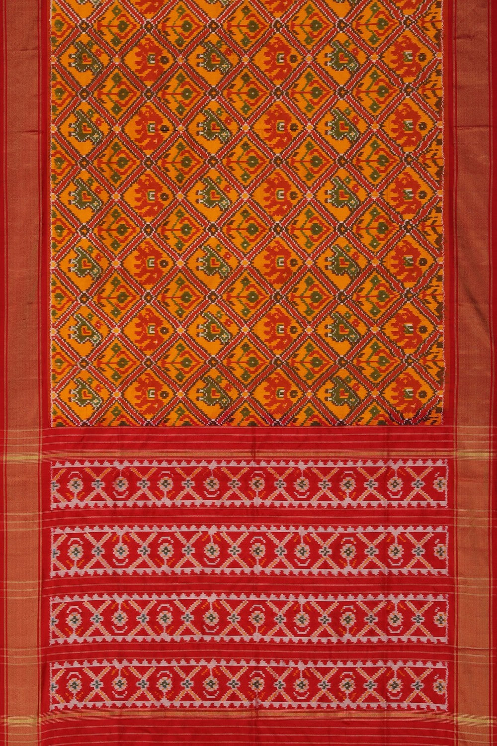 Image of Pochampally Ikat Silk Yellow Saree